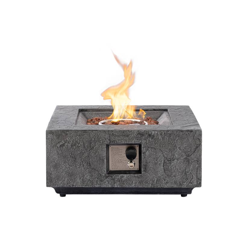 COSIEST 28" Modern Outdoor Gas Fire Pit Table Textured Stone Finish