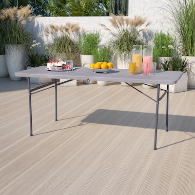 30"W x 72"L Bi-Fold Plastic Banquet and Event Folding Table with Carrying Handle - 72"D x 30"W x 29"H