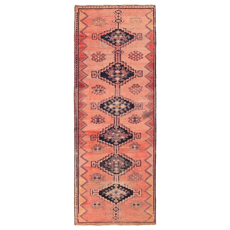 ECARPETGALLERY Hand-knotted Melis Vintage Salmon Wool Rug - 3'9 x 10'2 - Salmon - 3'9 x 10'2