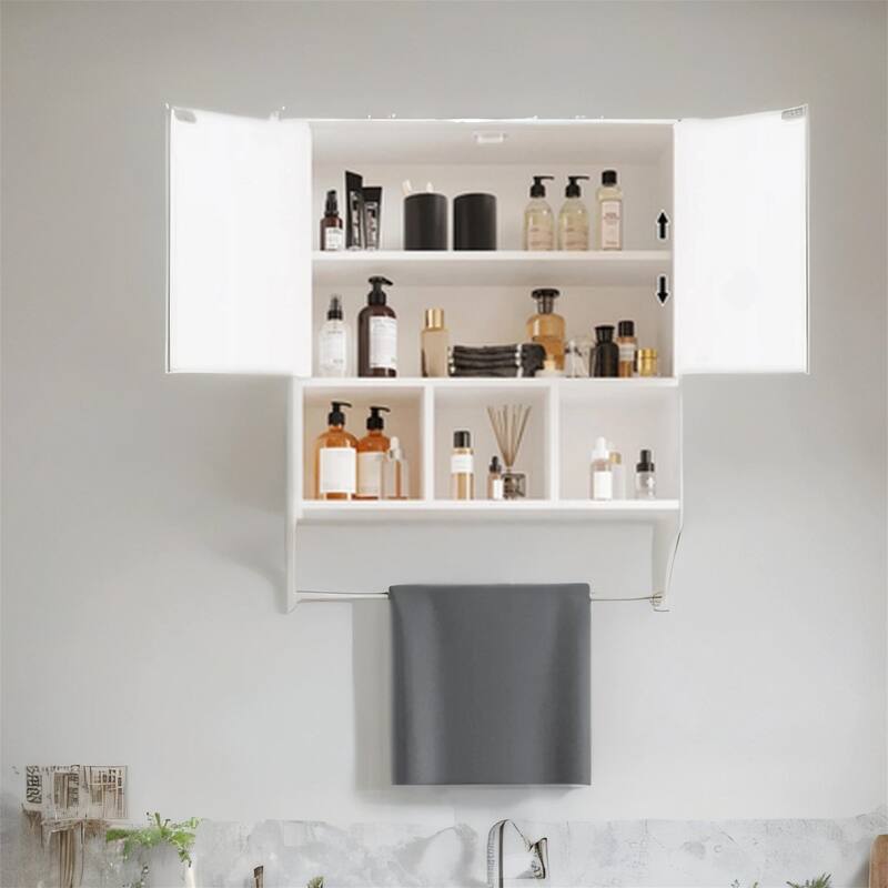 Wall Mounted Wood Bathroom Cabinet with Towel Bar