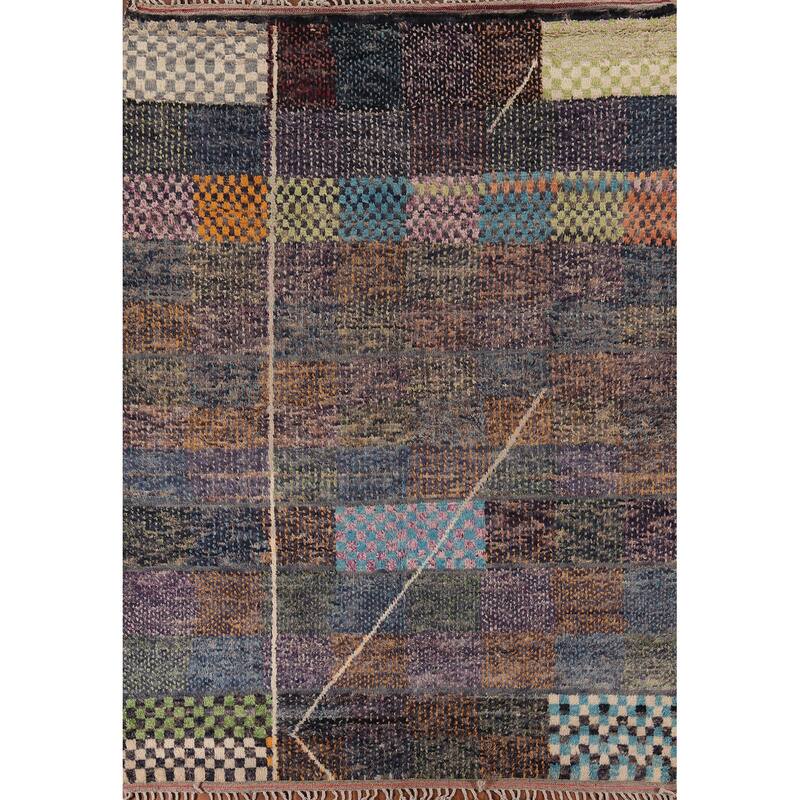 Plush Moroccan Oriental Rug Hand-Knotted Wool Carpet - 7'11" x 10'10"
