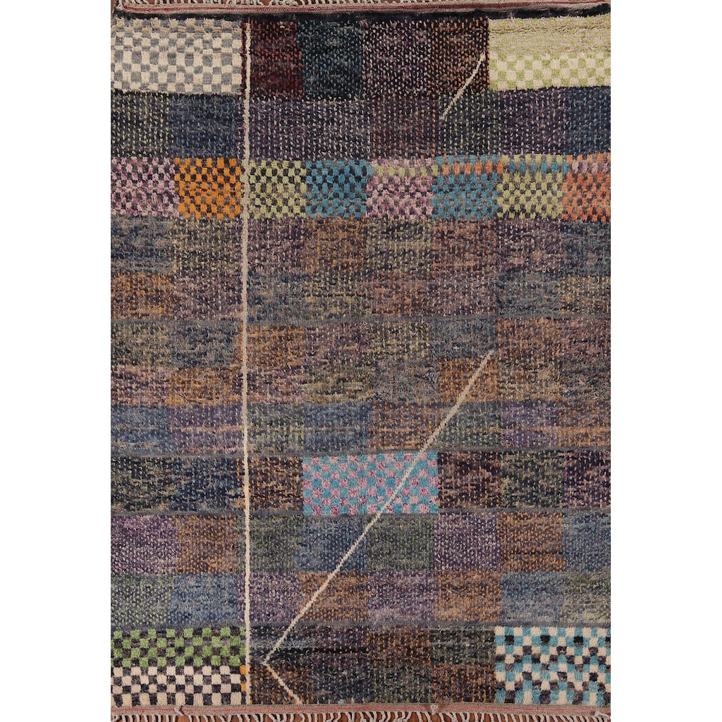 Plush Moroccan Oriental Rug Hand-Knotted Wool Carpet - 7'11" x 10'10"