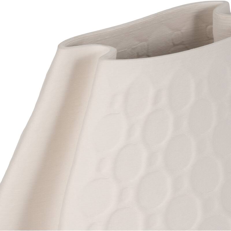 Sagebrook Home Elphantine 3D Printed Vase, Ivory/Beige, Bud, Texture