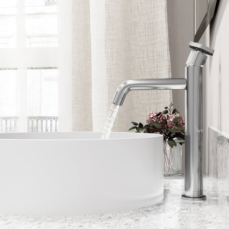 VIGO Anvil 16"L x 16"W MatteStone Vessel Sink and Ruxton 12"H Faucet Set