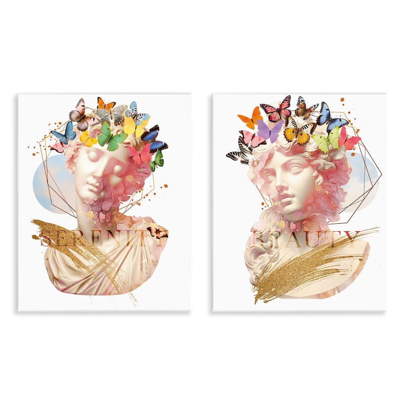 Stupell Serenity & Beauty Glam Collages Wall Plaque Art Design By Susan Arnot (Set of 2) - 11 x 14