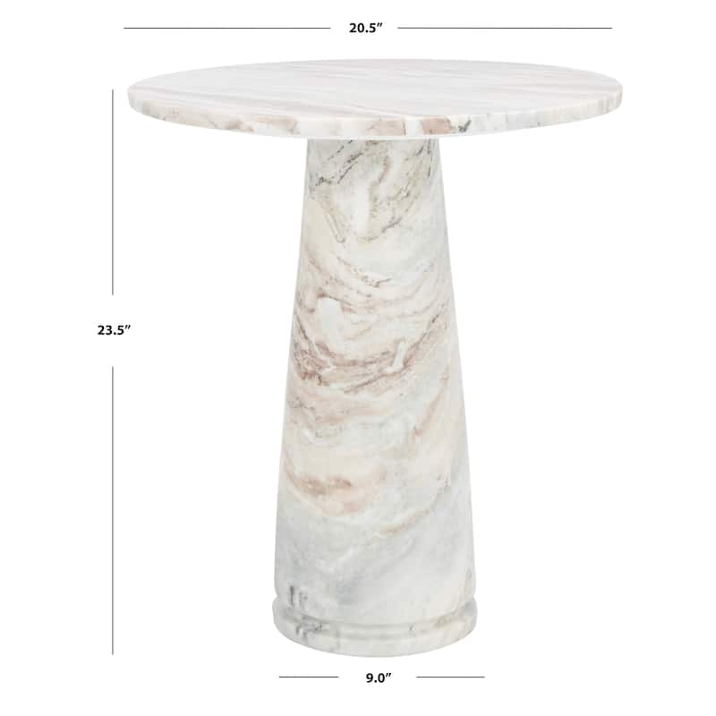 SAFAVIEH Couture Ghicu Tall Round Marble Accent Table - 22 In W x 21 In D x 24 In H - 21"W x 21"D x 24"H