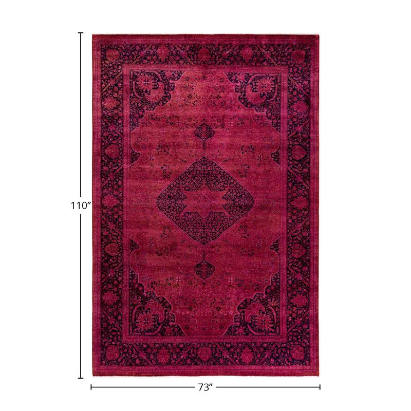 Fine Vibrance, One-of-a-Kind Hand-Knotted Area Rug - Pink, 6' 1" x 9' 2" - 6' 1" x 9' 2"