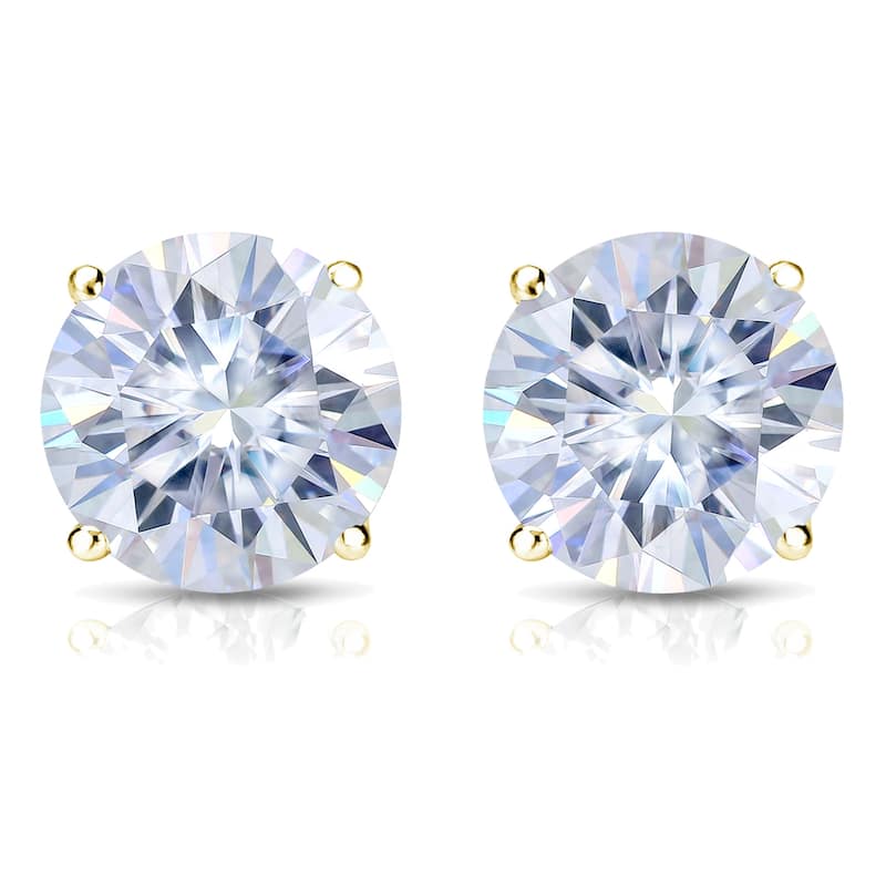 Auriya 18k Gold 3 1/2ctw Round Moissanite Stud Earrings - 7.8 mm, Screw-Backs