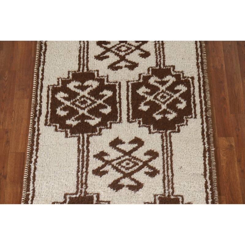 Anatolian Natural Dye Turkish Runner Rug Hand-knotted Wool Carpet - 3'3"x 12'0"