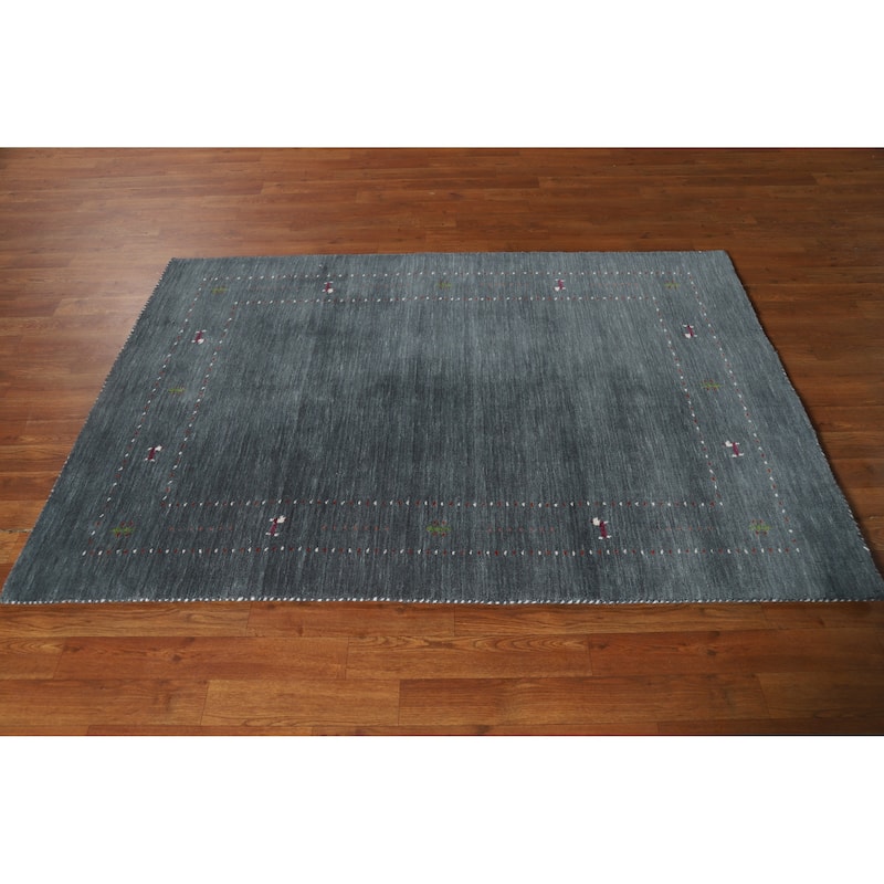 Hand Knotted Oriental 100% Wool Carpet Tribal Tribal Greys & Charcoal Gabbeh Area Rug - 5' 10'' X 3' 11''