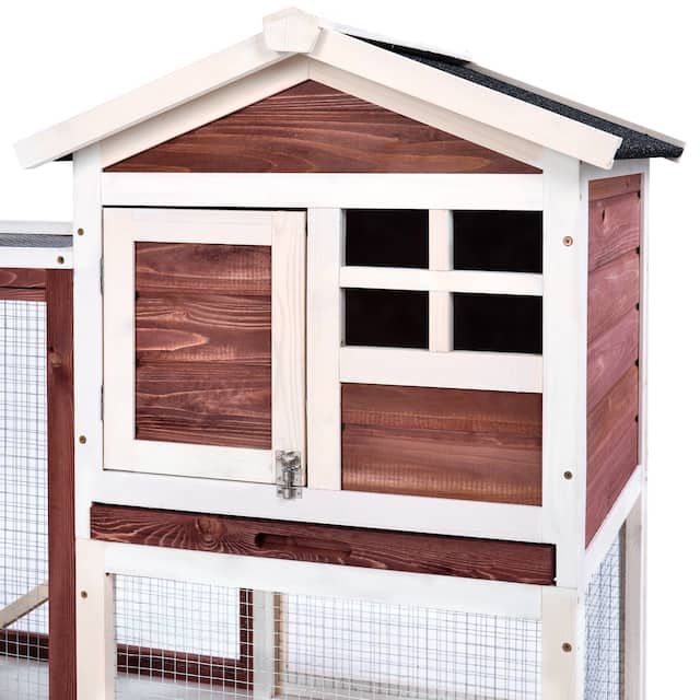 Siavonce Wooden Rabbit Cage Hutch Poultry Pet Cage - 48.4"L X 24.8"D X 35.8"H