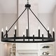 preview thumbnail 32 of 56, Acroma 15-light Farmhouse Large Wagon Wheel Candle Chandelier with UL Certified - D40'' * H130'' Black
