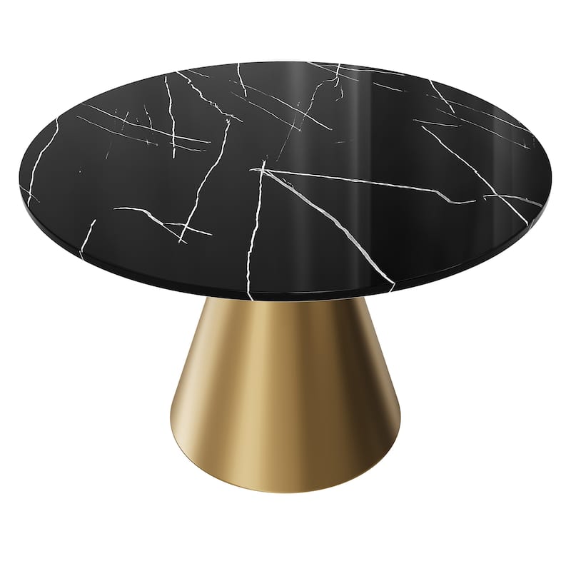 Clihome Round Marble Top Metal Dining Table