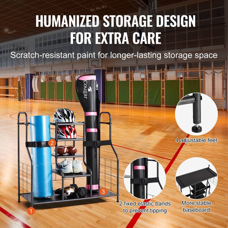 Golf Storage Garage Organizer Outdoor Sport Gear and Toy Storage with Baskets & Hooks