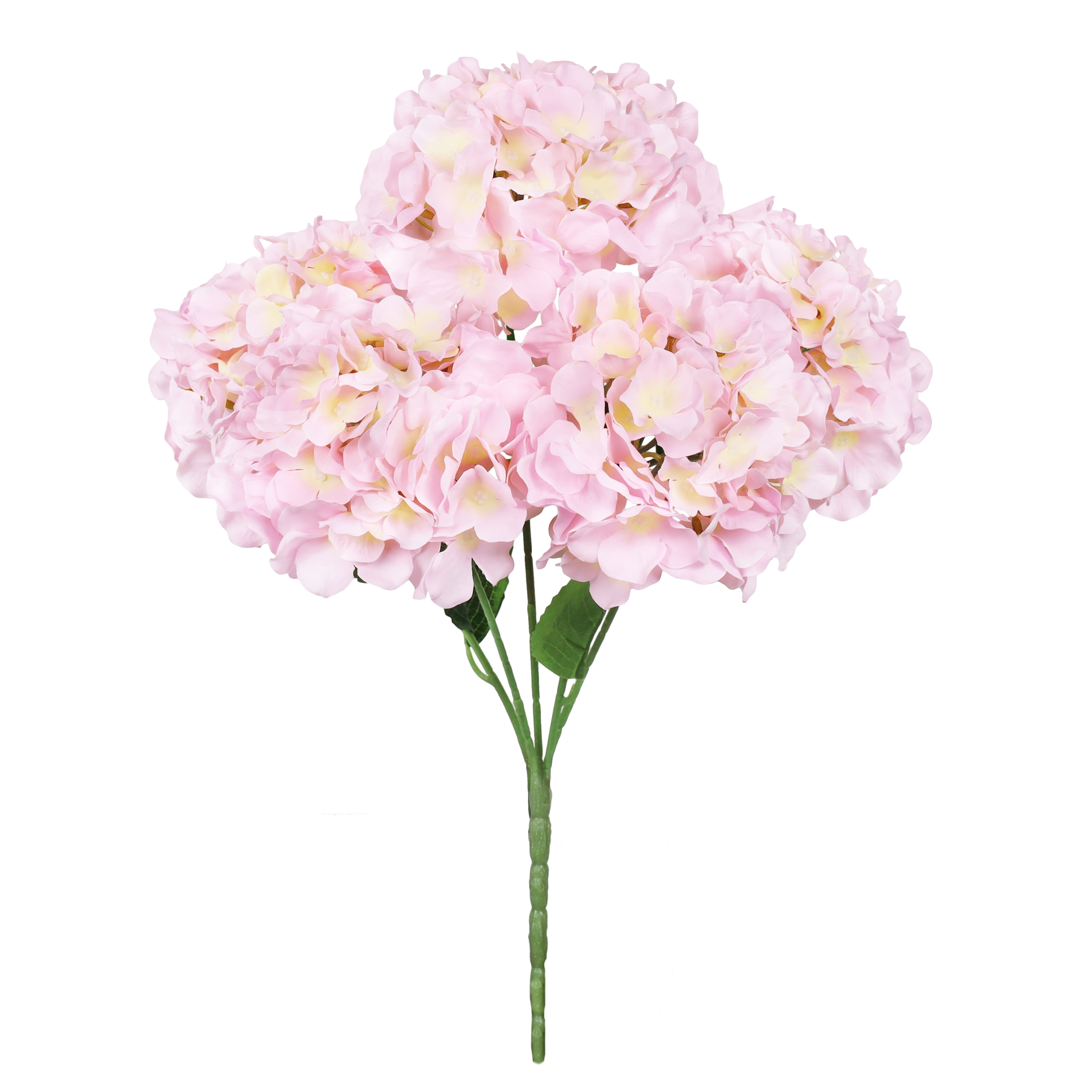 Set of 2 Deluxe Pink Artificial Hydrangea Flower Stem Bush