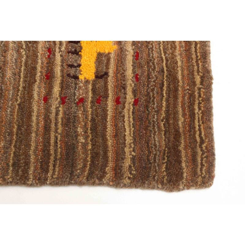 ECARPETGALLERY Hand Loomed Kashkuli Gabbeh Brown Wool Rug - 3'2 x 4'9