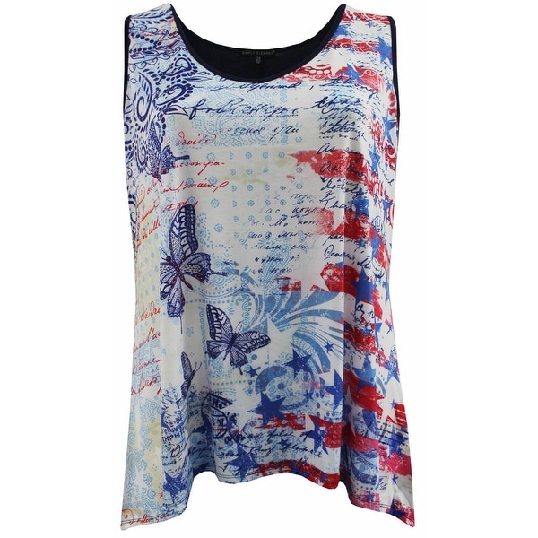 Shop Women Plus Size Sleeveless Special Star Print Summer Tank Top