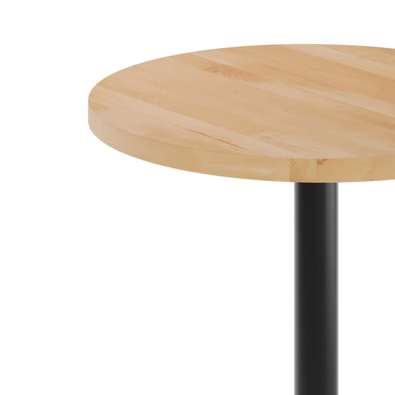 Round Solid Wood Commercial Tabletop with 18" Round Bar Height Base - 30"W x 30"D x 42"H