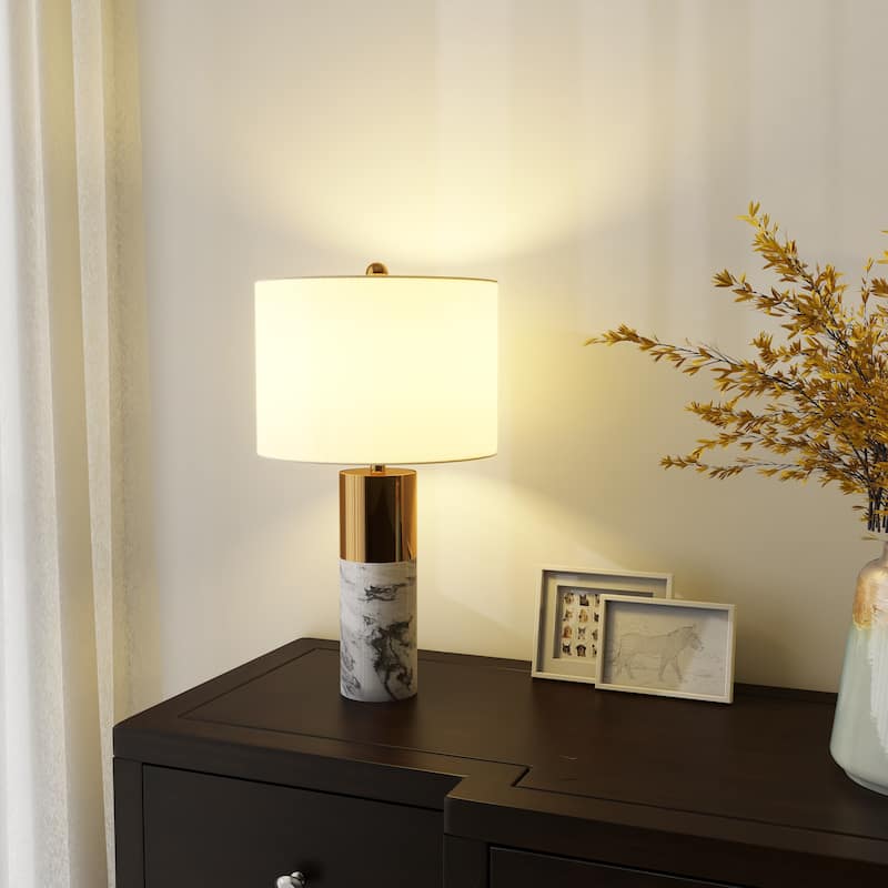 Set of 2 Luxury Marble Gold Bedside Table Lamp