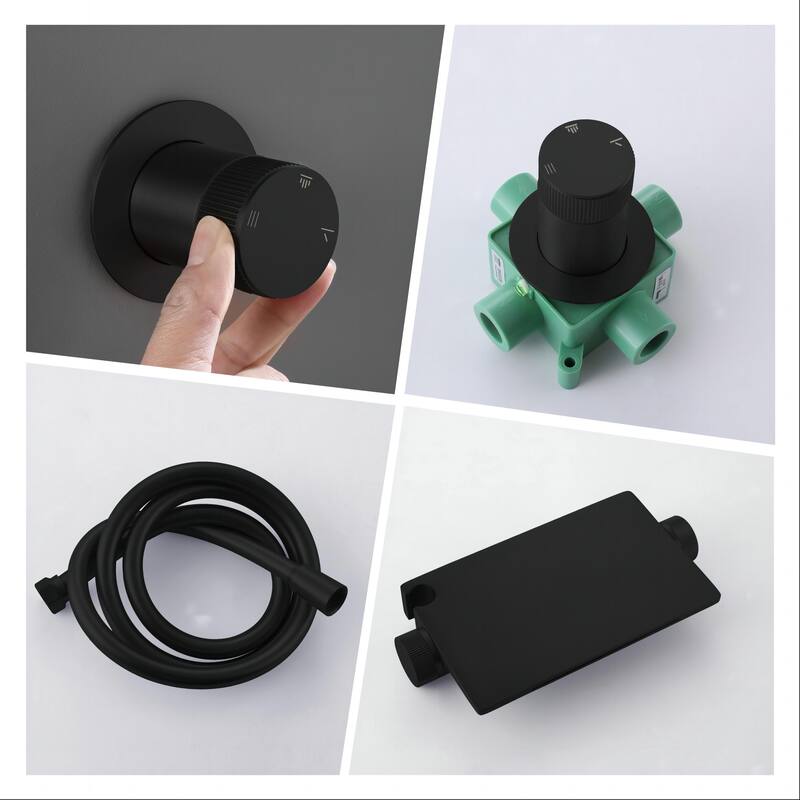 Modland 3-Function Shower System - Gunmetal/Matte Black, Bathtub Spout, 10-Grade Salt Spray