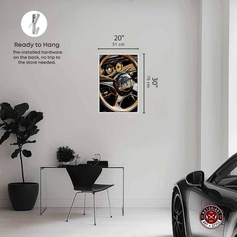 Notoriart Elegant Steering Wheel Framed Car 1 Piece Canvas Wall Art