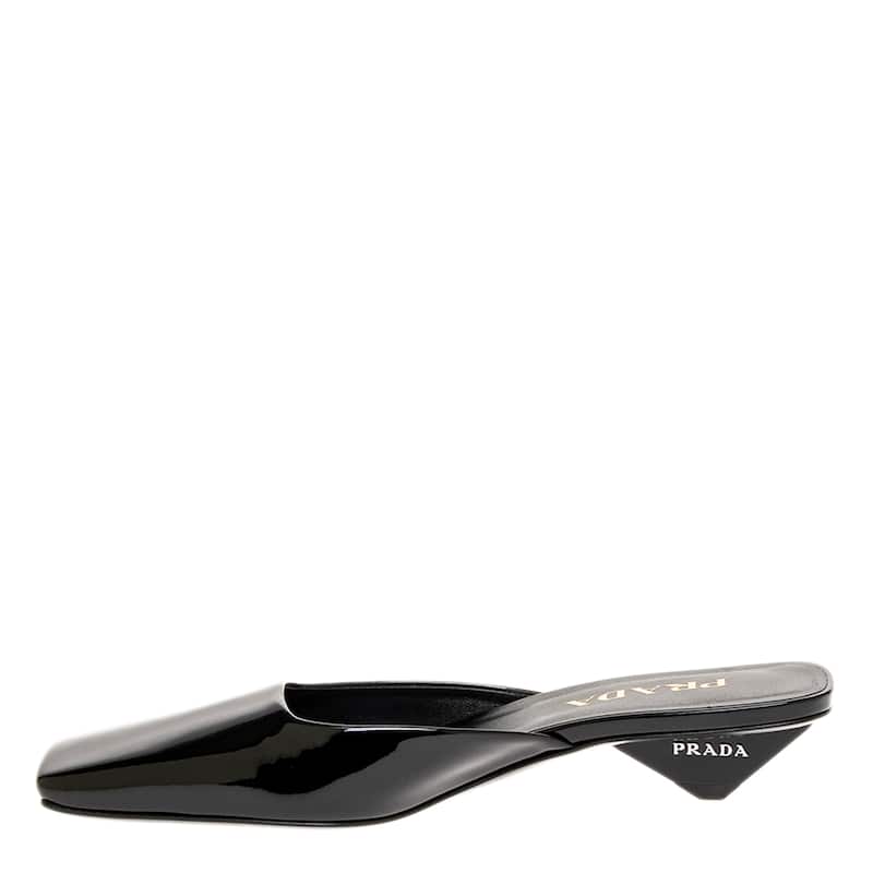 Prada Patent Leather Square Toe Mules