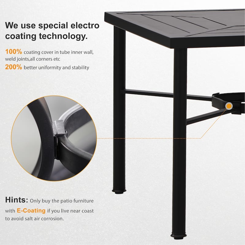 MAISON ARTS 5/6-piece Black Steel Patio Dining Set