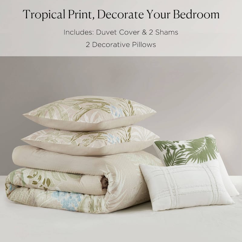 Harbor House Living Kiawah Island 5 Piece Cotton Duvet Cover Set with Throw Pillow