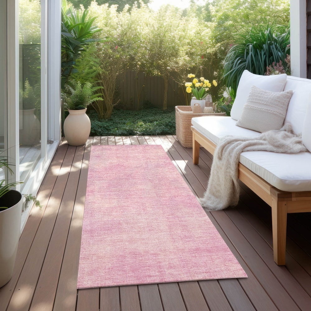 Machine Washable Indoor/ Outdoor Simple Solid Chantille Rug