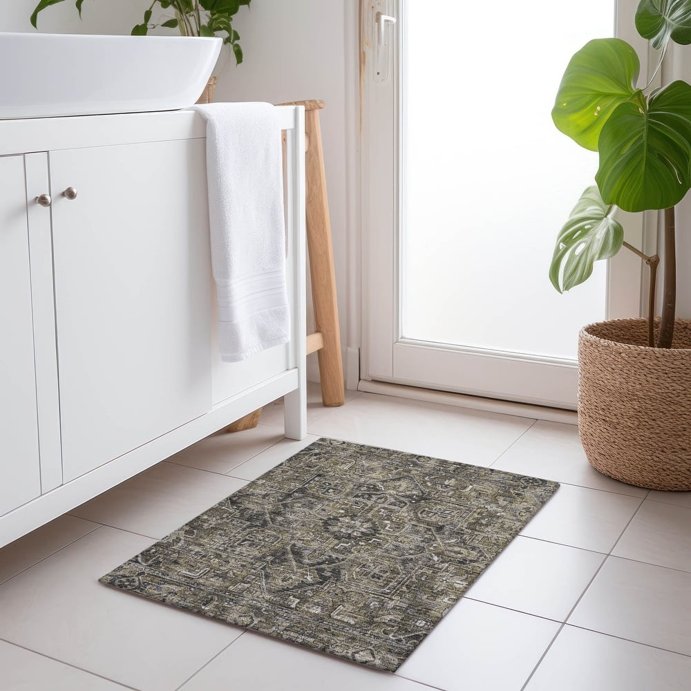 Machine Washable Indoor/ Outdoor Traditional Boho Chantille Rug