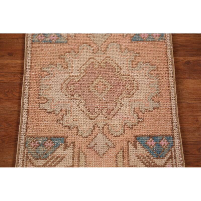Hand Knotted Oriental 100% Wool Carpet Transitional Tribal Oranges & Rust Anatolian Area Rug - 3' 0'' X 1' 6''