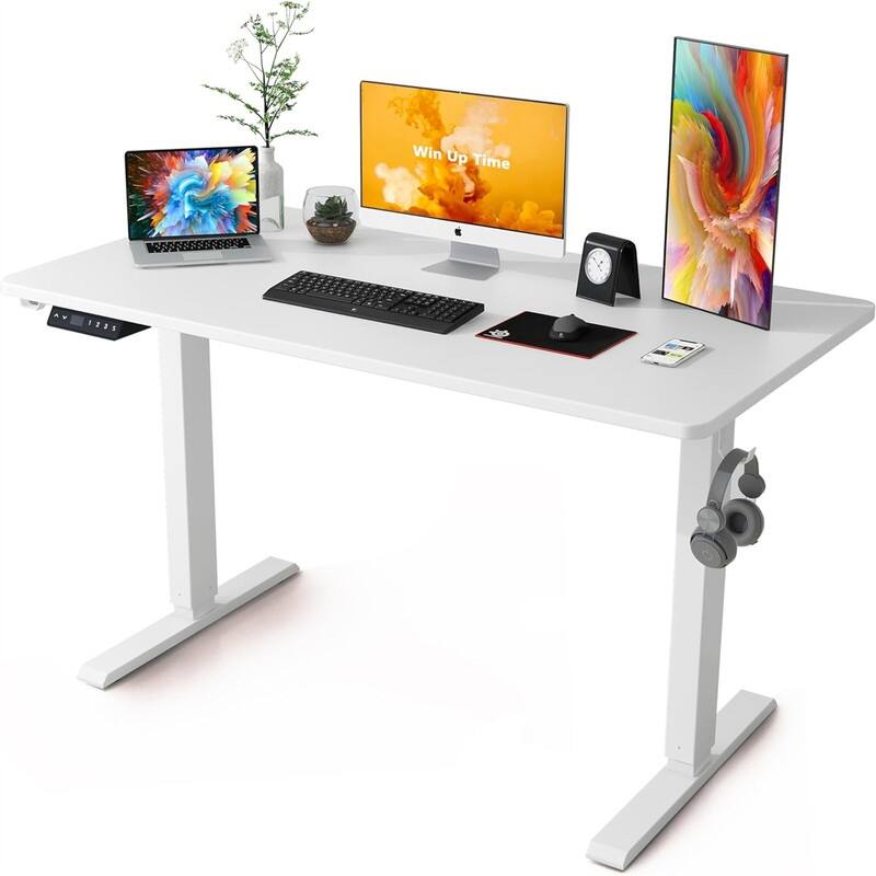 Height Adjustable Desk - 22.8"D x 48"W x 37"H - White