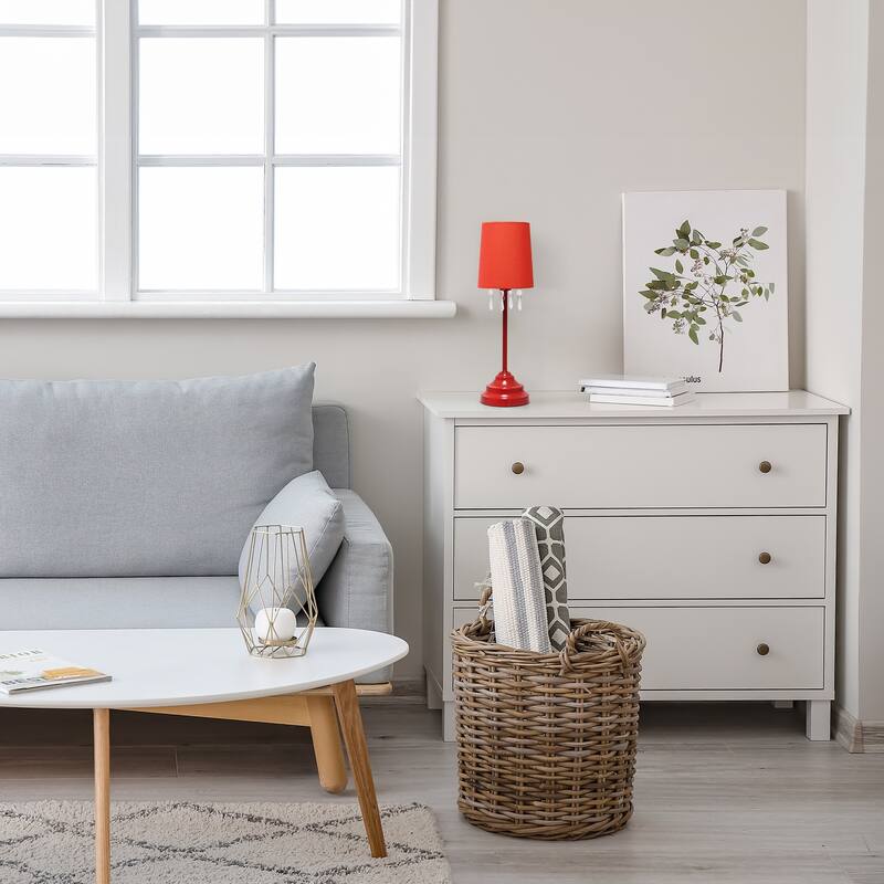 17.25 in. Red Finish Table Lamp with Red Shade, Sturdy Table Lamp for Living Rooms and Bedrooms