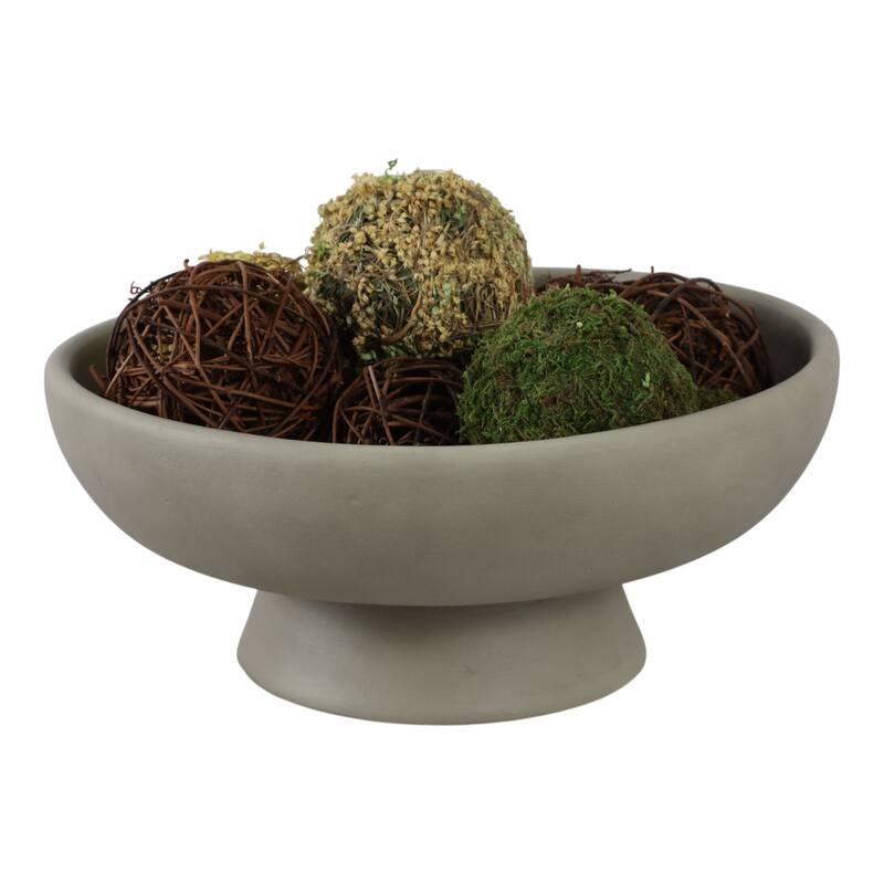 Pottery Terracotta Bowl with Pedestal Base Contemporary Casual Style