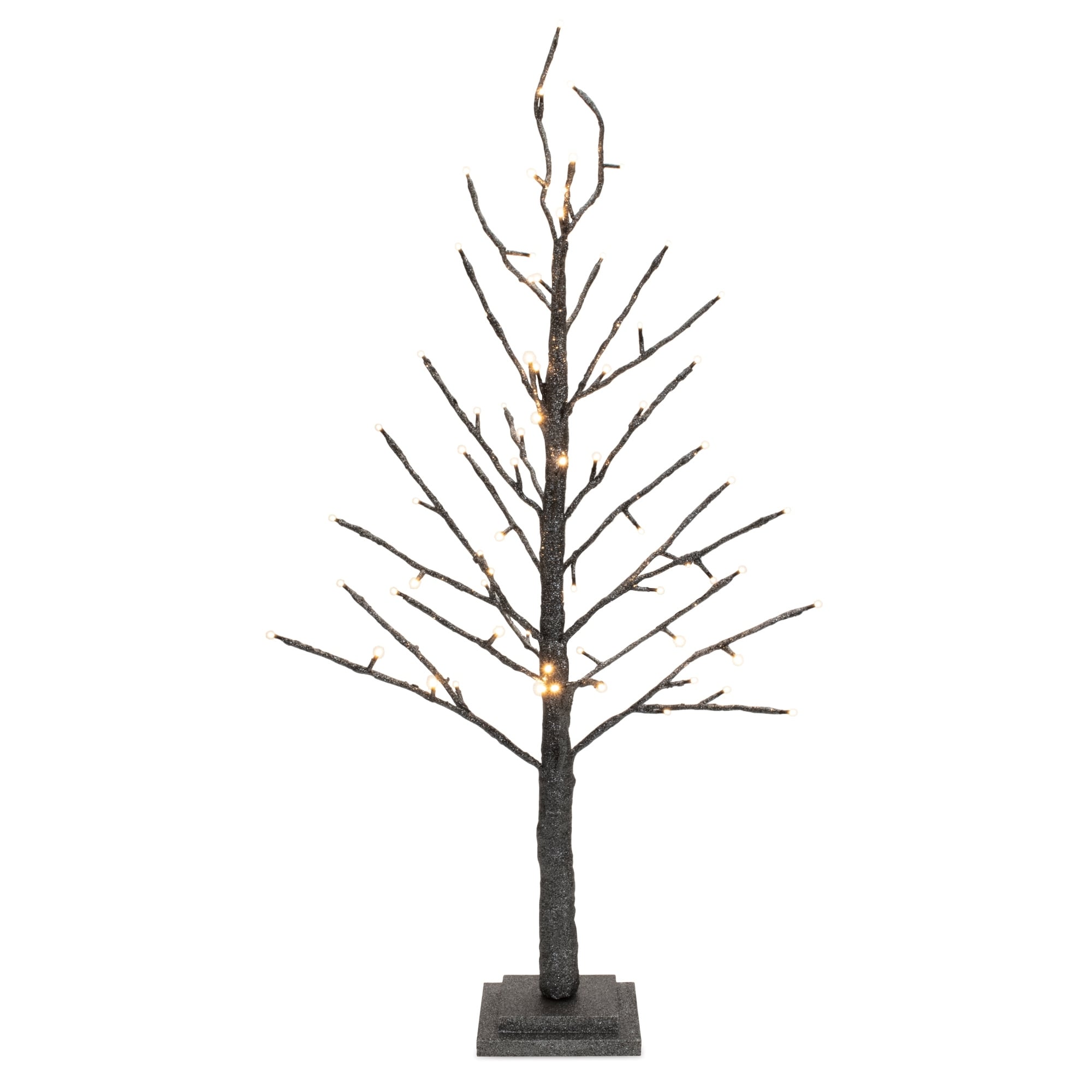 LED Black Glittered Twig Tree 36