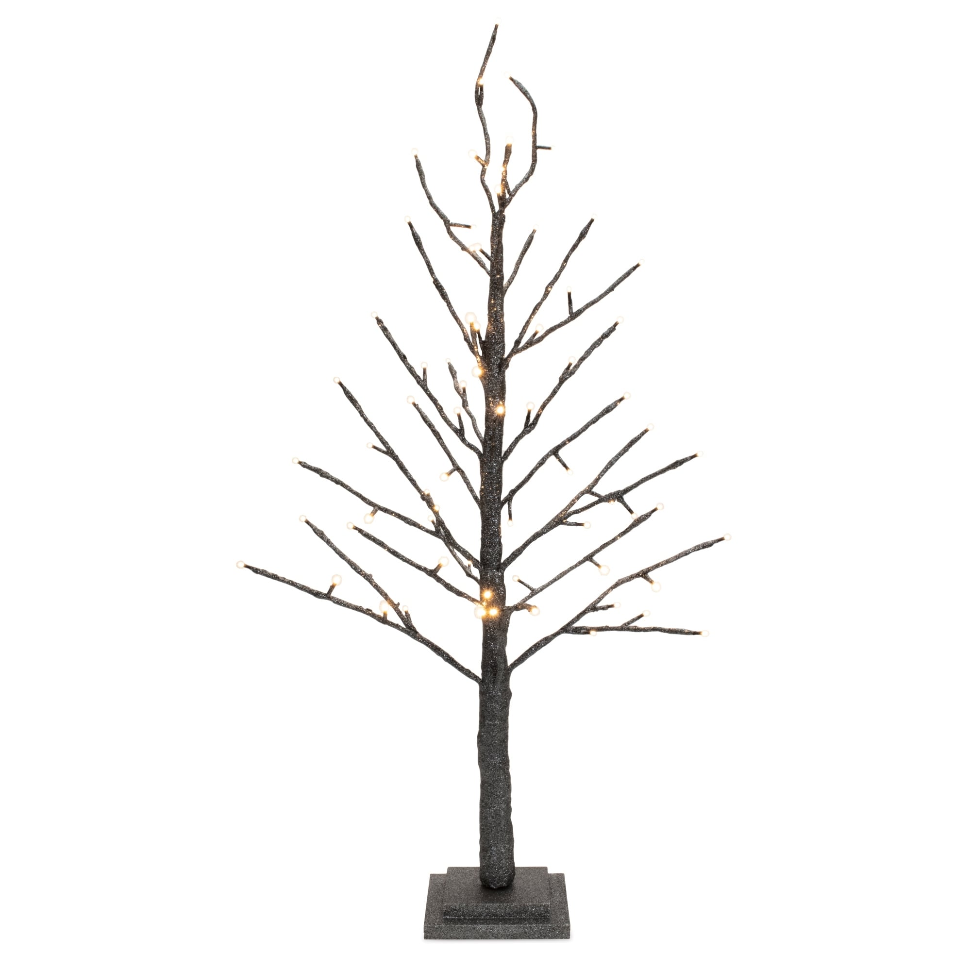 LED Black Glittered Twig Tree 36"H