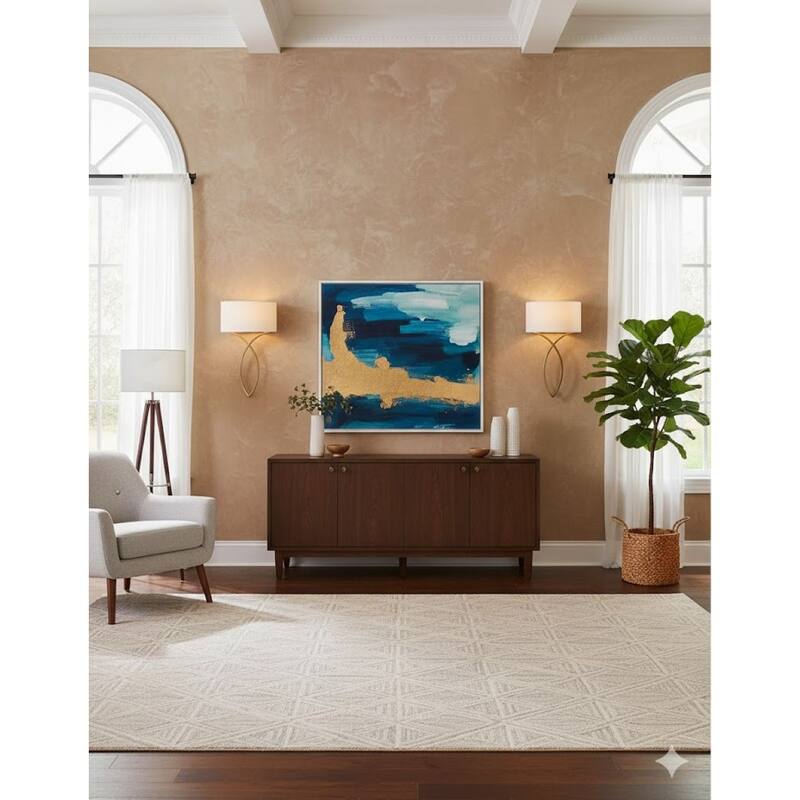 1 Light Antique Brass Metal Wall Sconce With A Fabric Shade