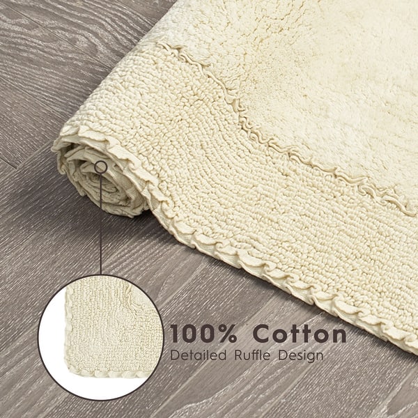 Laura Ashley Ruffle Cotton 2-Piece Bath Rug Set - On Sale - Bed Bath ...