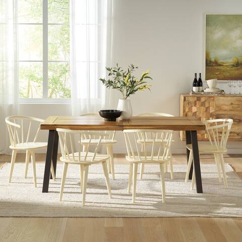 Lempster Wood and Iron 7 Piece Dining Set by Christopher Knight Home