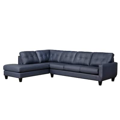 Gibson Top-Grain Leather Tufted Sectional Sofa
