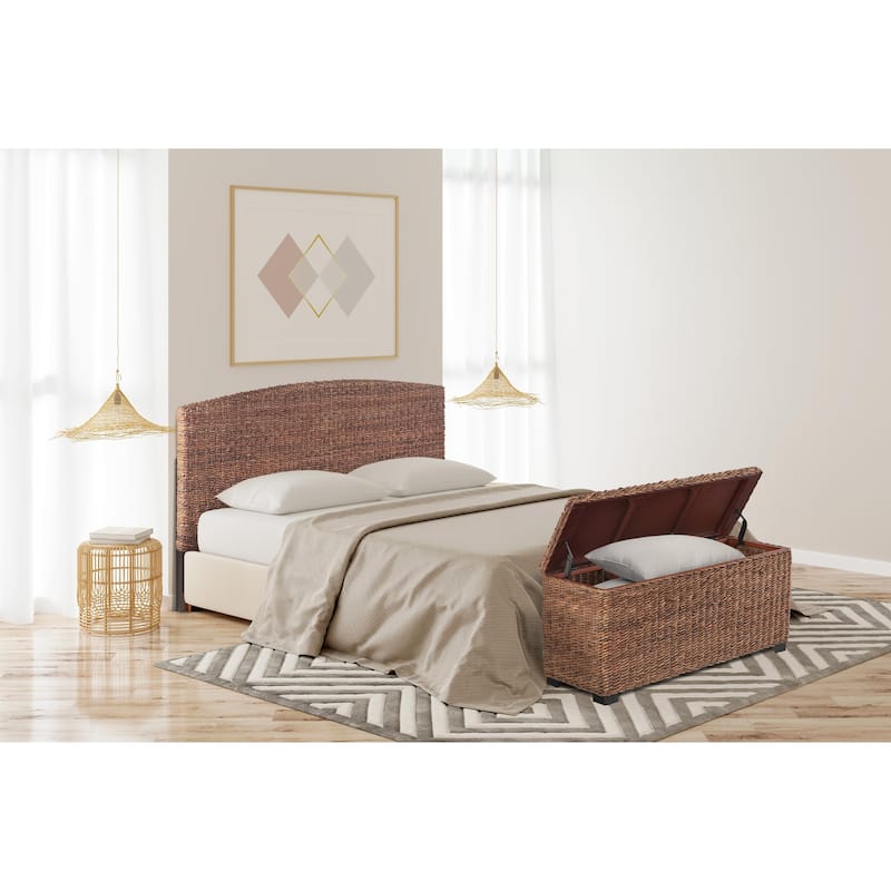 Caswell Woven Banana Leaf Storage Trunk - Rectangular - Mahogany