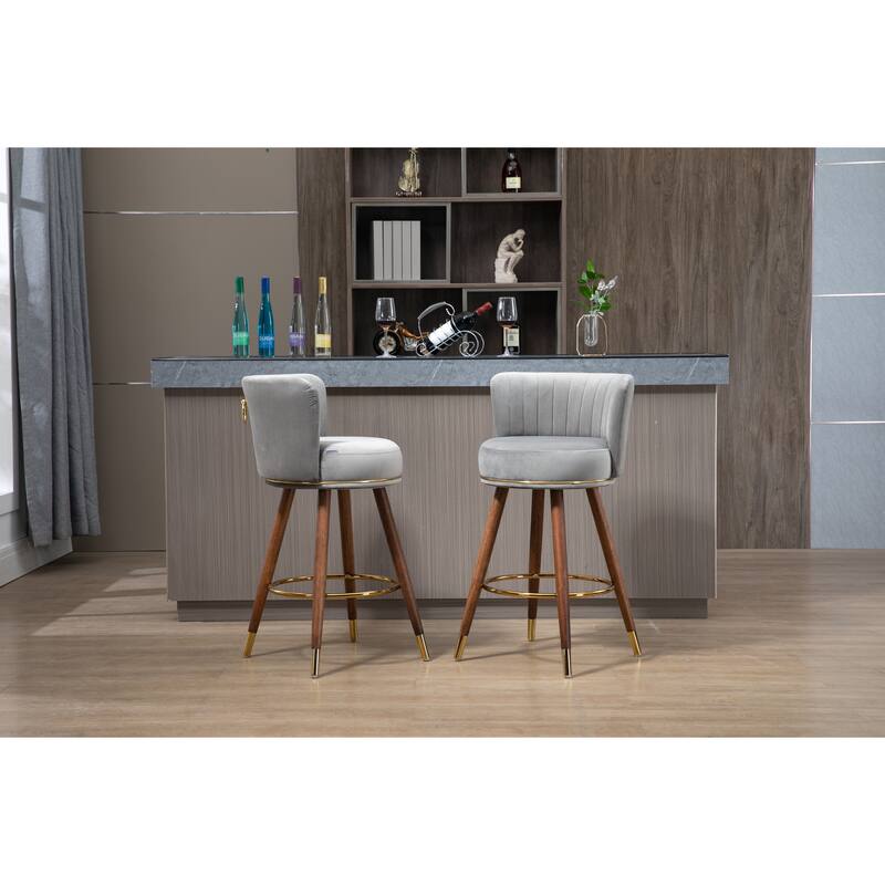 Counter Height Bar Stools Set of 2 for Kitchen Counter Solid Wood Legs