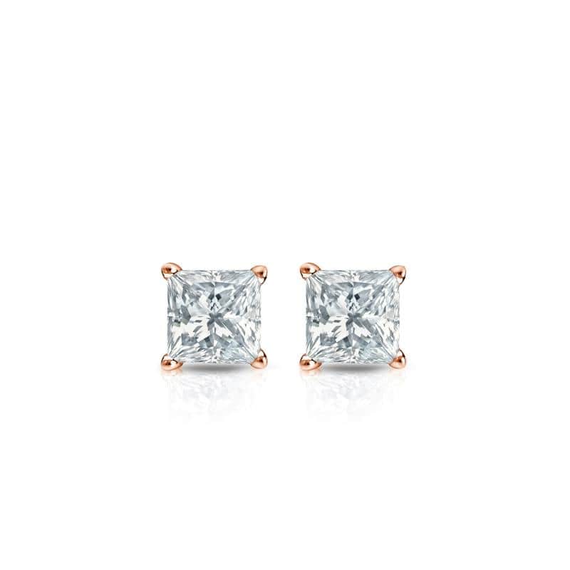 Auriya 14-karat Gold Lab Grown 0.90 carat TDW Princess Diamond Stud Earrings 4-Prong Basket Screw-back