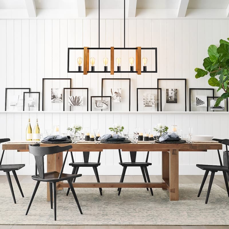 Black or Gold Farmhouse Rustic Kitchen Island Pendant Chandelier for Dining Room