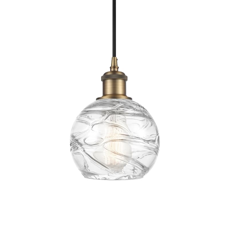 Innovations Lighting 516-1P-8-6 Athens Pendant Athens 6" Wide Mini - Clear Deco Swirl / Brushed Brass