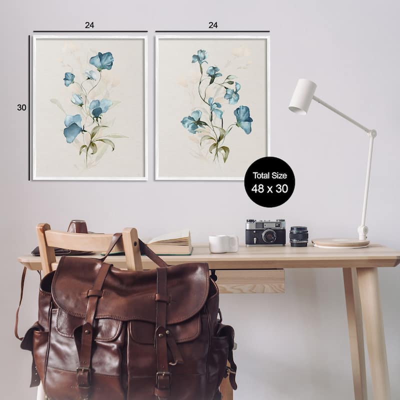 Stupell Blue Botanical Herbs Framed Giclee Art Design By Susan Jill (Set of 2)
