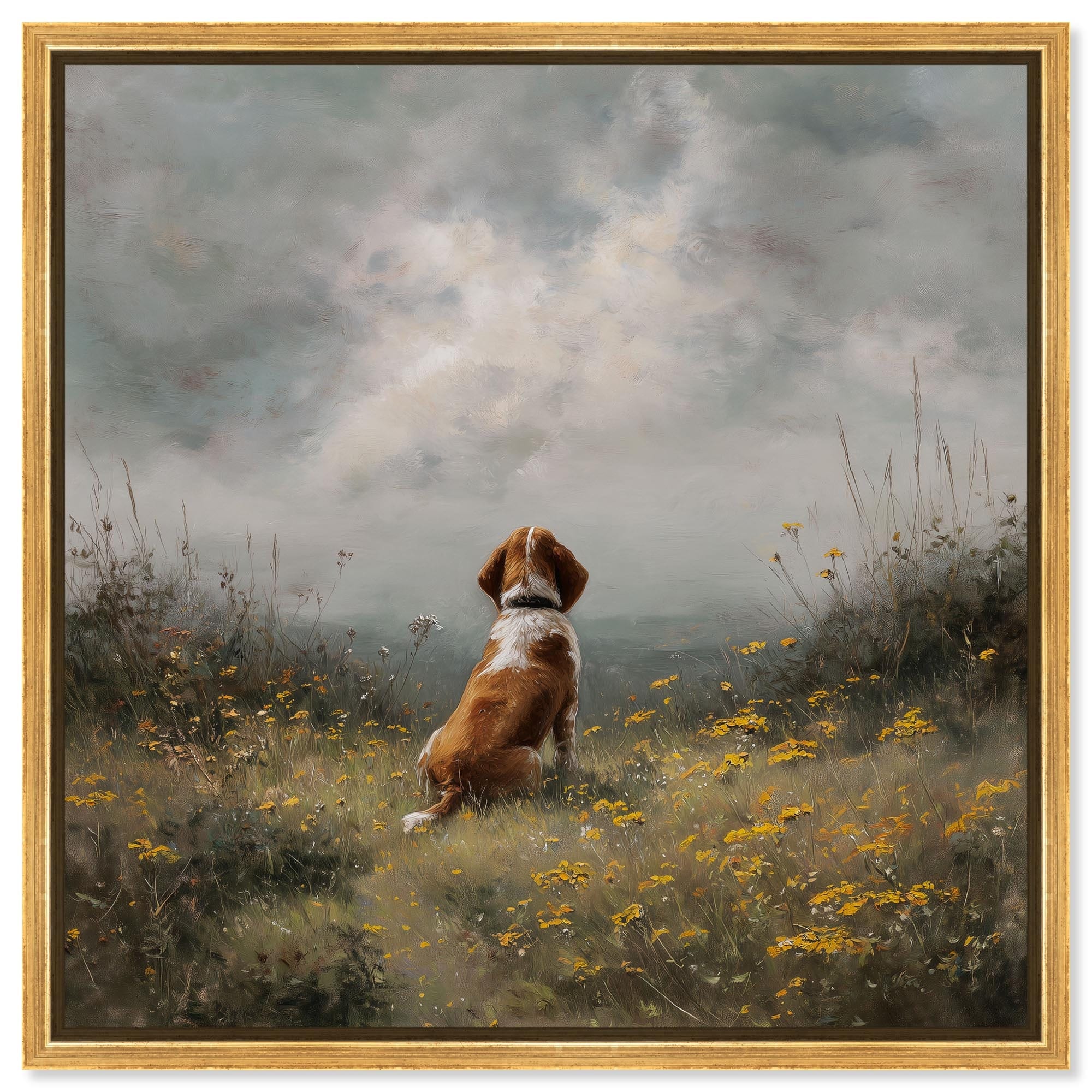 Dog in the Flowers II Pet Wall Decor Canvas Print by Art Remedy