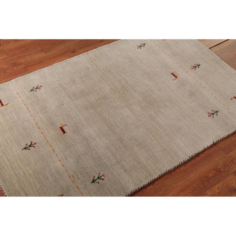 Little Animals Gabbeh Indian Foyer Rug Handmade Wool Carpet - 3'2" x 4'9"