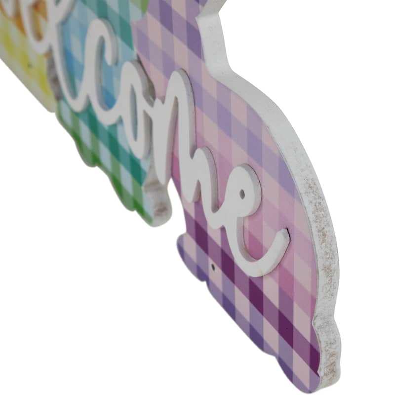 Gingham Bunnies Welcome Easter Wall Sign - 13.75"