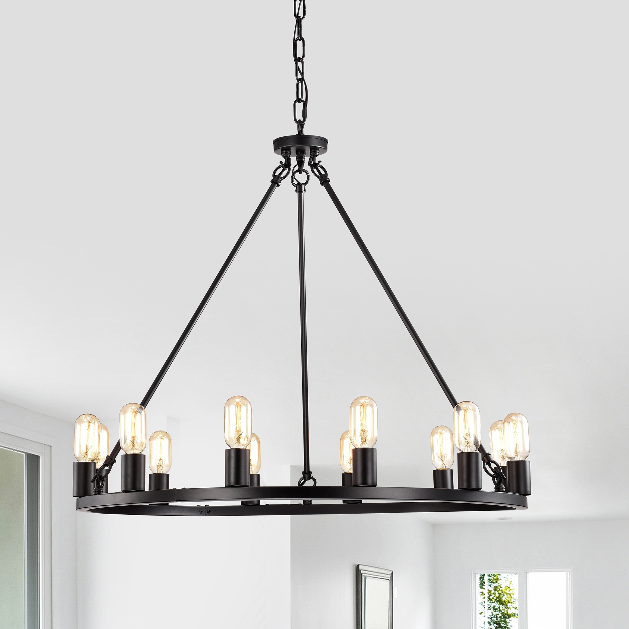 Warehouse of Tiffany Liam 12-Light 35 Inch Round Wagon Wheel Chandelier